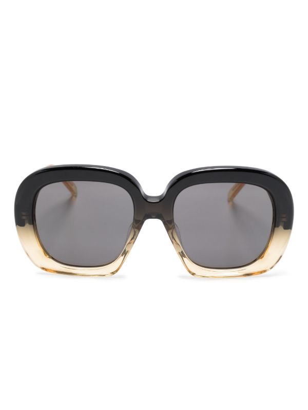 LOEWE EYEWEAR Black Square Halfmoon Sunglasses | Browns Sunglasses