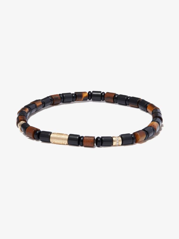 LUIS MORAIS 14K Yellow Gold Atlantis Healing Cylinder Beaded Diamond Bracelet | Browns Bracelets