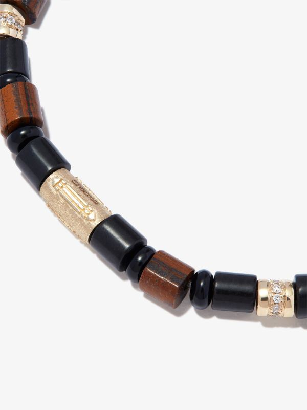 LUIS MORAIS 14K Yellow Gold Atlantis Healing Cylinder Beaded Diamond Bracelet | Browns Bracelets