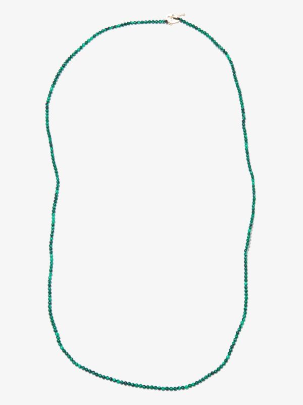 LUIS MORAIS 14K Yellow Gold Cross Beaded Malachite 24 Inch Necklace | Browns Necklaces