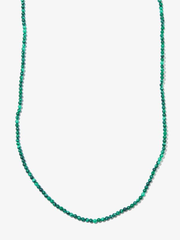 LUIS MORAIS 14K yellow gold Cross beaded malachite 24 inch necklace | Browns Necklaces