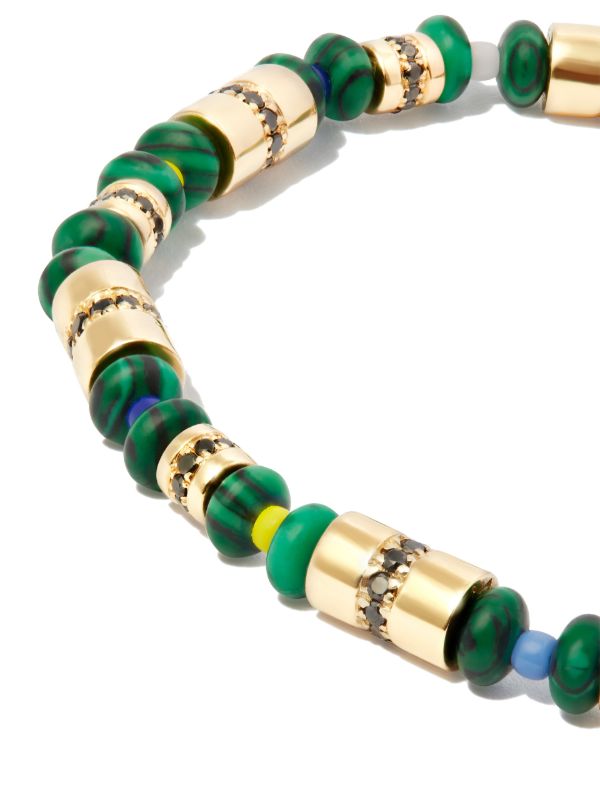LUIS MORAIS 14K Yellow Gold Diamond And Malachite Beaded Bracelet | Browns Bracelets