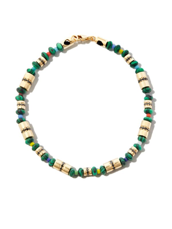 LUIS MORAIS 14K yellow gold diamond and malachite beaded bracelet | Browns Bracelets