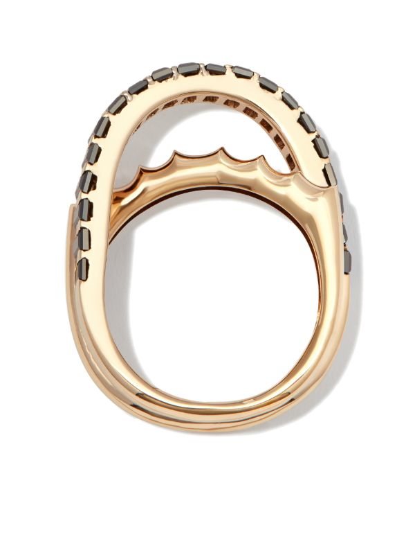 LUIS MORAIS 14K Yellow Gold Elliptical Black Diamond Ring | Browns Rings