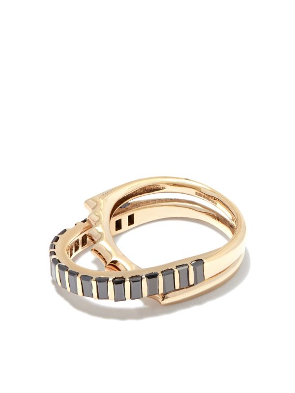 LUIS MORAIS 14K yellow gold Elliptical black diamond ring | Browns Rings