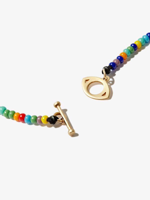 LUIS MORAIS 14K Yellow Gold Evil Eye Rainbow Beaded Necklace | Browns Bracelets