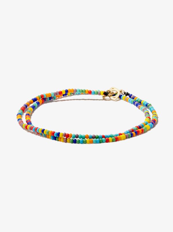 LUIS MORAIS 14K yellow gold evil eye rainbow beaded necklace | Browns Bracelets