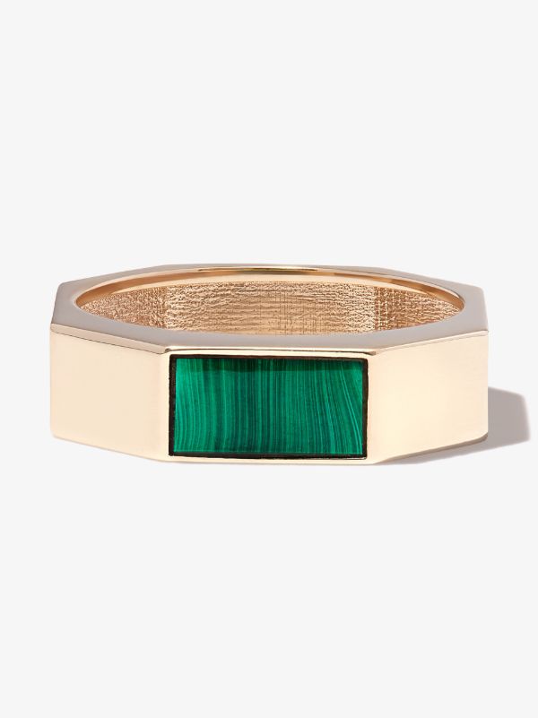 LUIS MORAIS 14K Yellow Gold Gemstone Geo Malachite Ring | Browns Rings