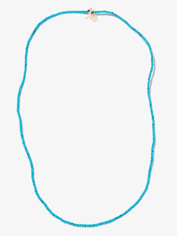 LUIS MORAIS 14K Yellow Gold Hamsa Beaded Turquoise 20 Inch Necklace | Browns Necklaces