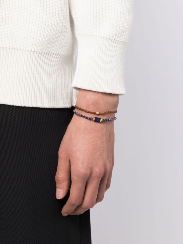 LUIS MORAIS 14K Yellow Gold Hexagon Lapis Beaded Bracelet | Browns Bracelets