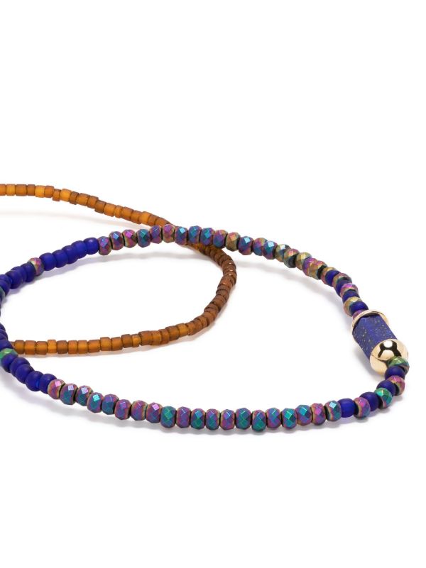 LUIS MORAIS 14K Yellow Gold Hexagon Lapis Beaded Bracelet | Browns Bracelets