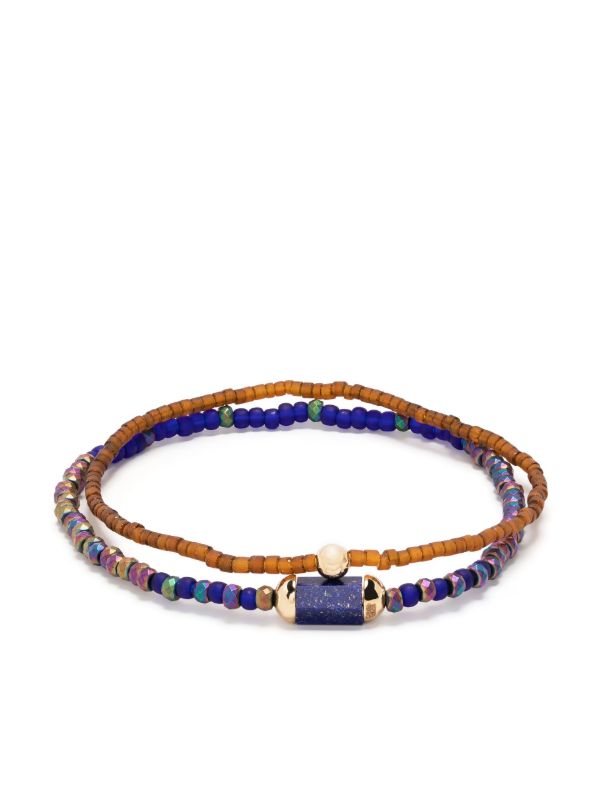 LUIS MORAIS 14K Yellow Gold Hexagon Lapis Beaded Bracelet | Browns Bracelets