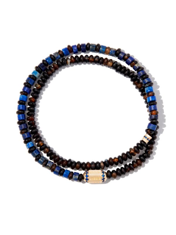 LUIS MORAIS 14K Yellow Gold Hexagon Slogan Sapphire Bolt Beaded Bracelet | Browns Bracelets