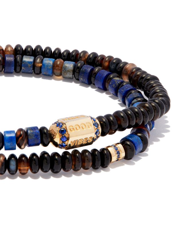 LUIS MORAIS 14K Yellow Gold Hexagon Slogan Sapphire Bolt Beaded Bracelet | Browns Bracelets