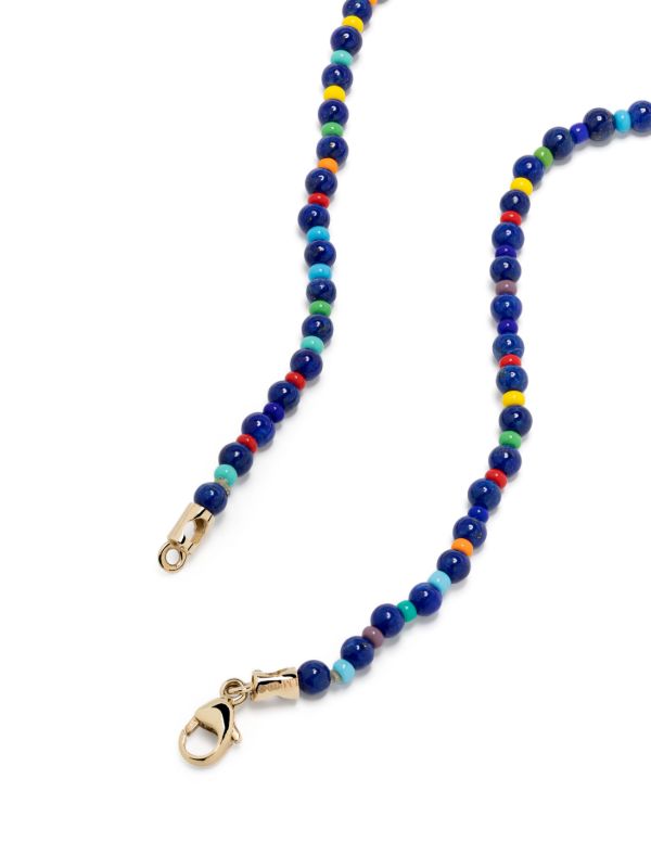 LUIS MORAIS 14K Yellow Gold ID Bar Diamond Beaded Necklace | Browns Necklaces