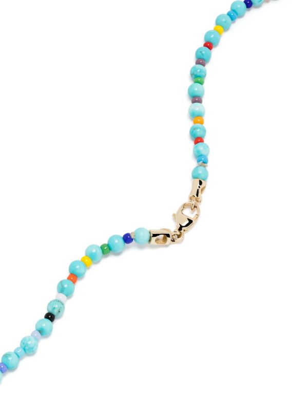 LUIS MORAIS 14K Yellow Gold ID Bar Sapphire Beaded Necklace | Browns Necklaces