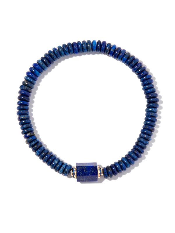 LUIS MORAIS 14K Yellow Gold Medium Hexagon Lapis Bolt Beaded Bracelet | Browns Bracelets