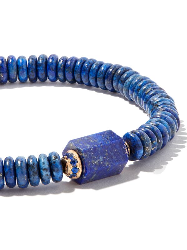 LUIS MORAIS 14K Yellow Gold Medium Hexagon Lapis Bolt Beaded Bracelet | Browns Bracelets