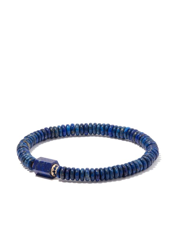 LUIS MORAIS 14K Yellow Gold Medium Hexagon Lapis Bolt Beaded Bracelet | Browns Bracelets