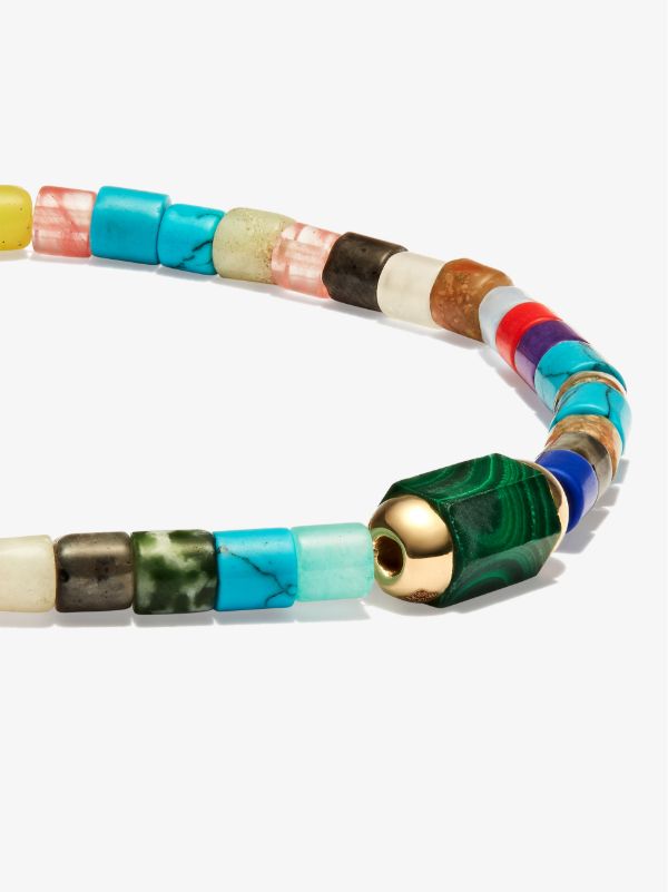 LUIS MORAIS 14K Yellow Gold Medium Hexagon Malachite Bolt Beaded Bracelet | Browns Bracelets