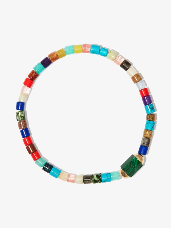 LUIS MORAIS 14K Yellow Gold Medium Hexagon Malachite Bolt Beaded Bracelet | Browns Bracelets