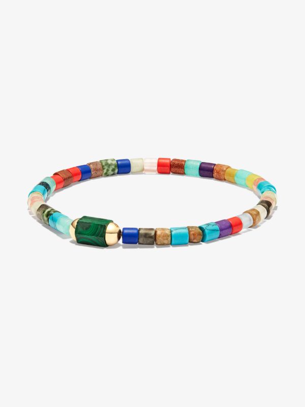 LUIS MORAIS 14K yellow gold Medium Hexagon Malachite Bolt beaded bracelet | Browns Bracelets