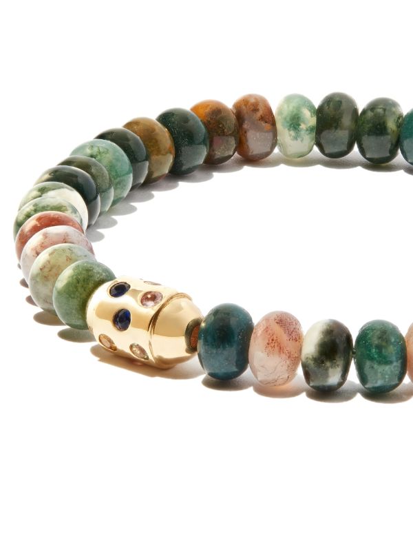 LUIS MORAIS 14K Yellow Gold Rainbow Sapphire Bolt Beaded Bracelet | Browns Bracelets