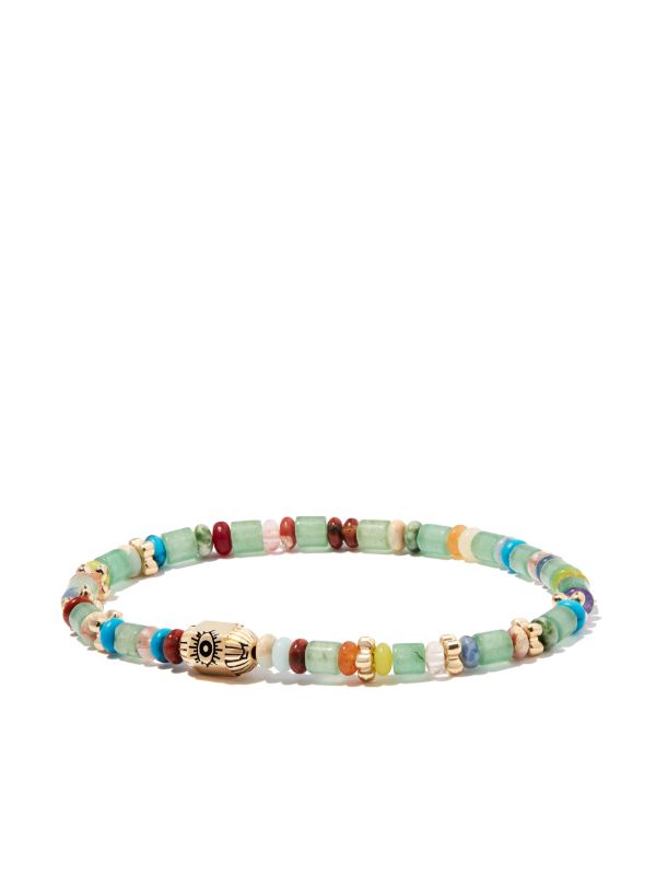 LUIS MORAIS 14K Yellow Gold Ribbed Hexagon Hamsa Bolt Beaded Bracelet | Browns Bracelets