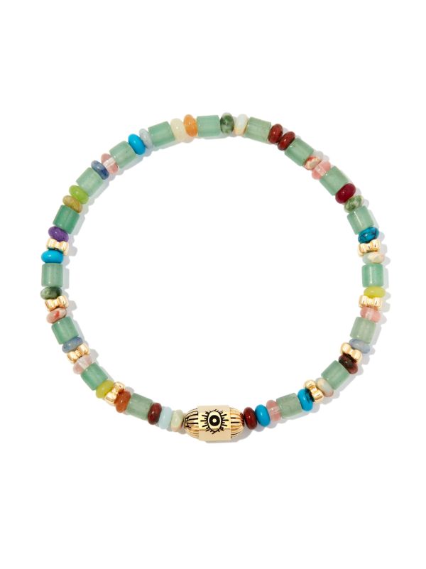 LUIS MORAIS 14K Yellow Gold Ribbed Hexagon Hamsa Bolt Beaded Bracelet | Browns Bracelets