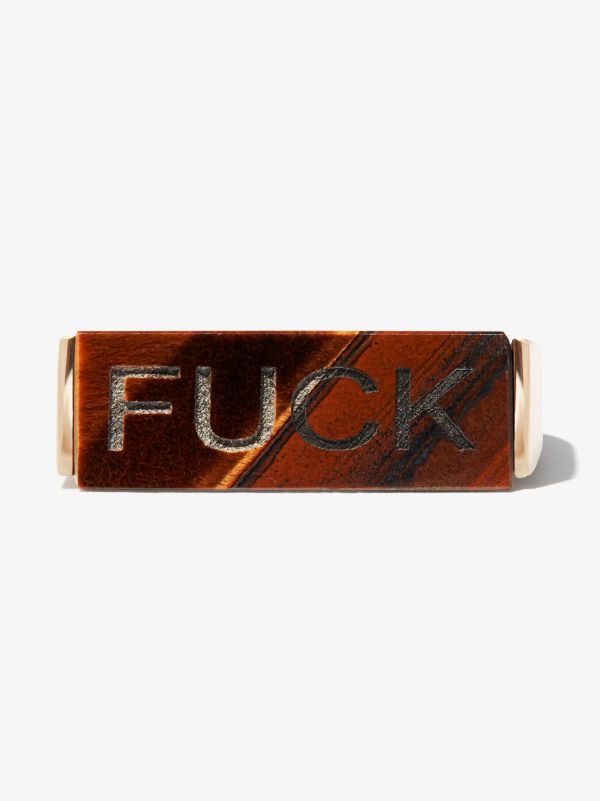 LUIS MORAIS 14K Yellow Gold Slogan Tiger's Eye Ring | Browns Rings