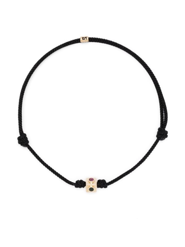 LUIS MORAIS 14K Yellow Gold Small Lego Cube Tourmaline Cord Bracelet | Browns Bracelets