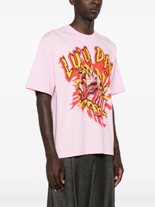 LỰU ĐẠN Pink Manic Hand Cotton T-Shirt | Browns T-Shirts