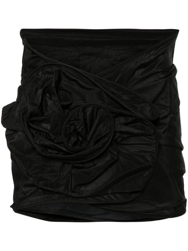 Magda Butrym Black Crinkled Silk Skirt | Browns Fitted Skirts