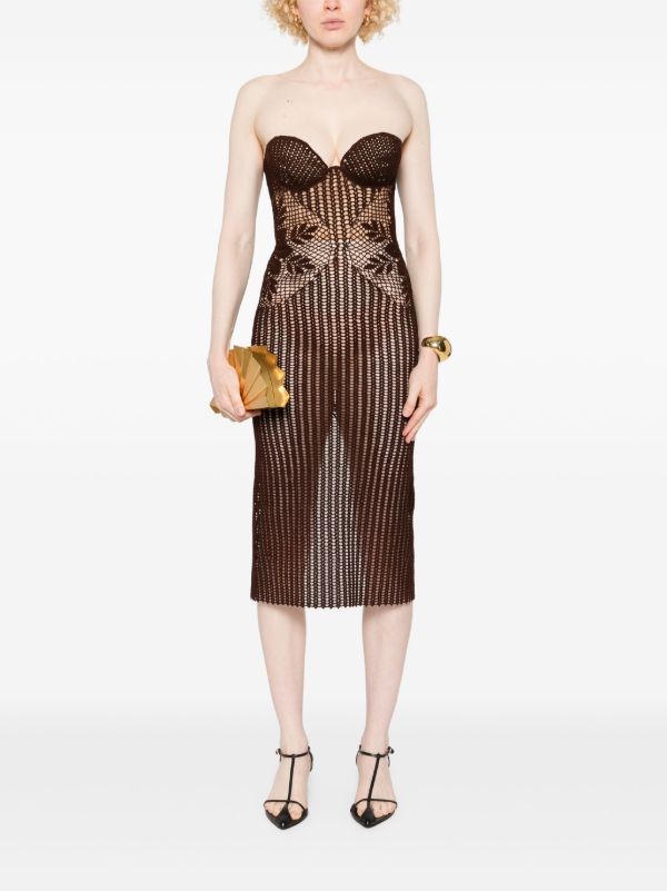 Magda Butrym Strapless Crochet Midi Dress | Browns Cocktail & Party Dresses