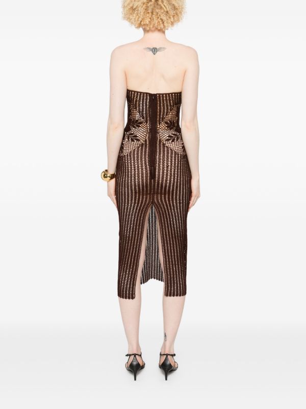 Magda Butrym Strapless Crochet Midi Dress | Browns Cocktail & Party Dresses