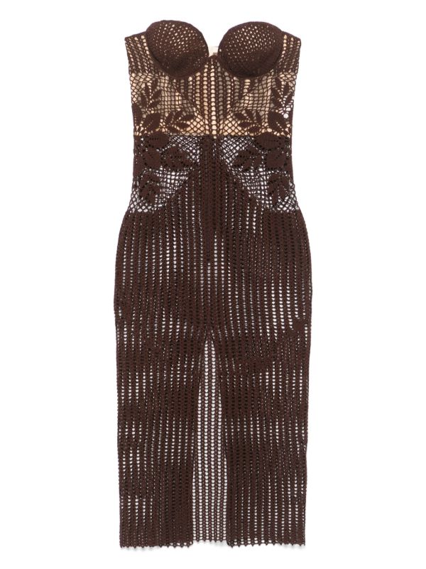 Magda Butrym strapless crochet midi dress | Browns Cocktail & Party Dresses