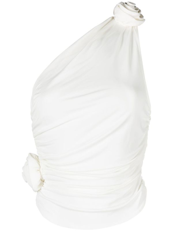 Magda Butrym White Rose One-Shoulder Top | Browns T-Shirts & Jersey Shirts