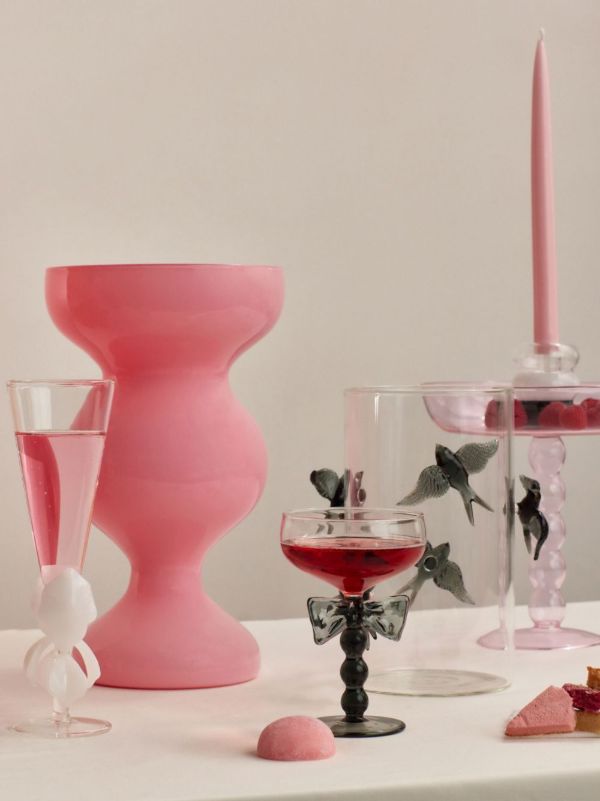 Maison Balzac Black Bow Coupes Glasses Set | Browns Glassware