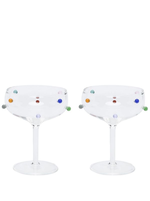 Maison Balzac Clear Pomponette Champagne Coupe Set | Browns Glassware