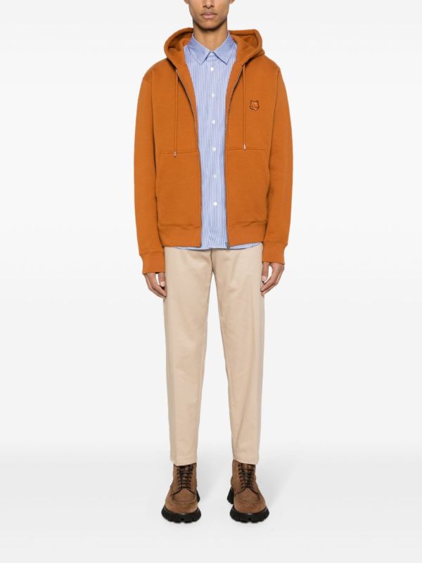 Maison Kitsuné Neutral Tapered Cotton Trousers | Browns Tapered Pants