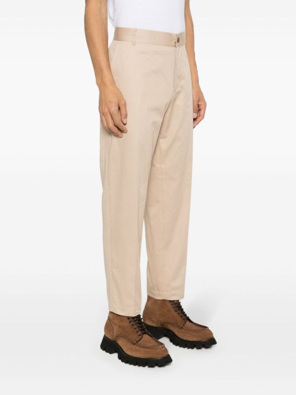 Maison Kitsuné Neutral Tapered Cotton Trousers | Browns Tapered Pants