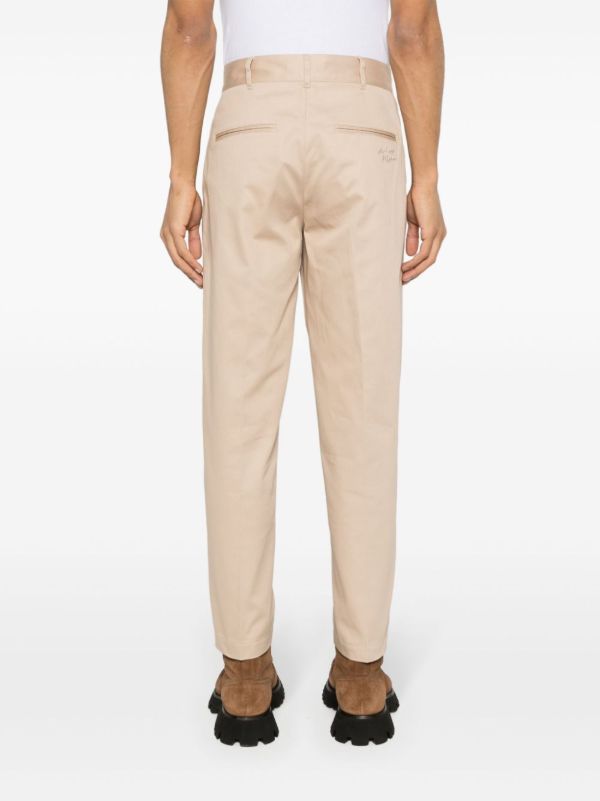 Maison Kitsuné Neutral Tapered Cotton Trousers | Browns Tapered Pants