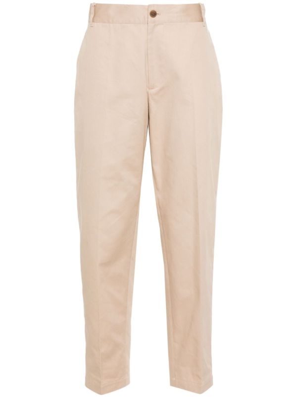 Maison Kitsuné Neutral Tapered Cotton Trousers | Browns Tapered Pants