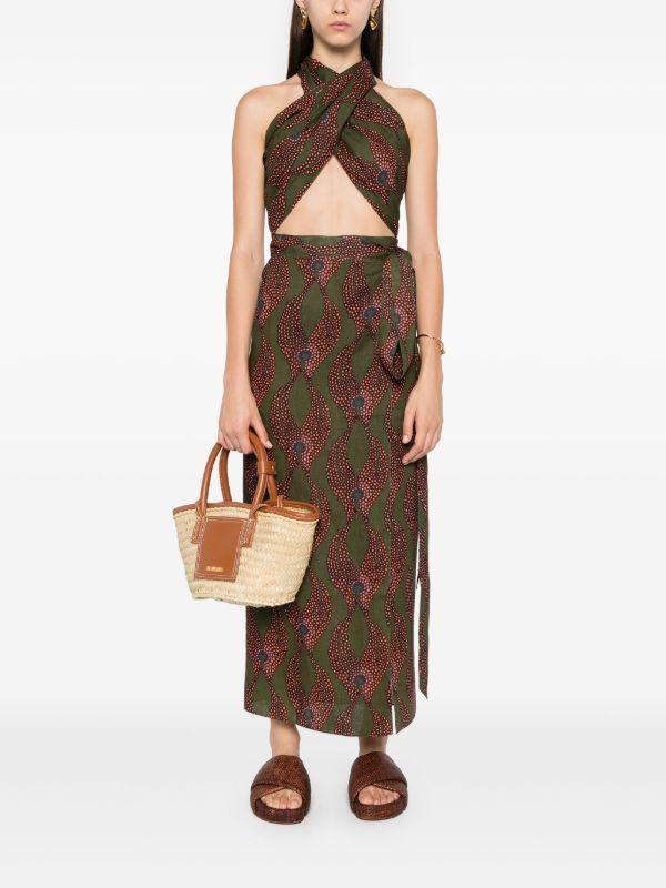 Maison La Plage Green Ravello Linen Wrap Skirt | Browns Vests & Tank Tops