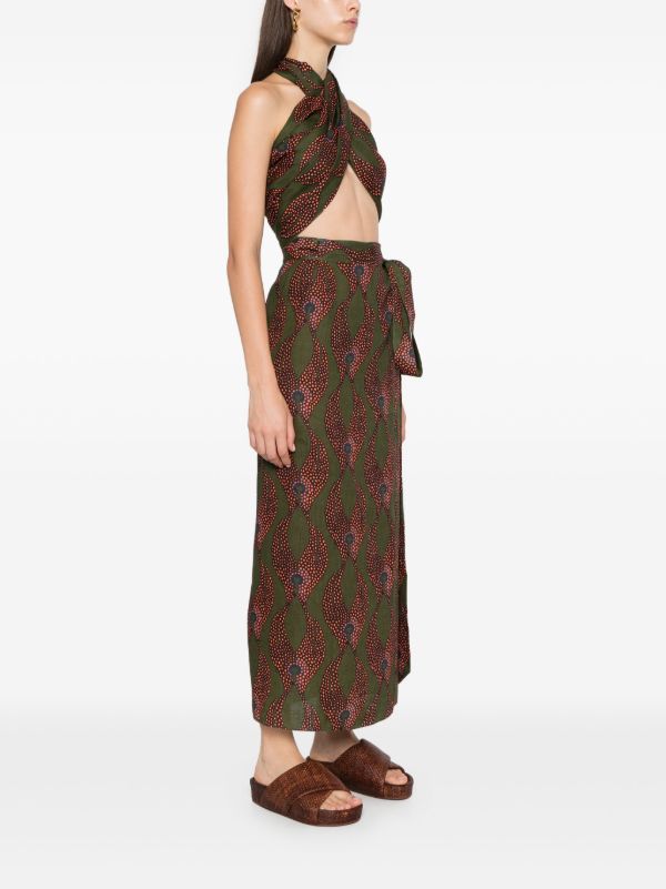 Maison La Plage Green Ravello Linen Wrap Skirt | Browns Vests & Tank Tops
