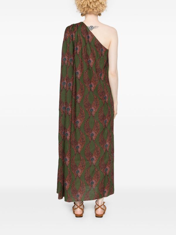 Maison La Plage Green Ravello One-Shoulder Dress | Browns Day Dresses