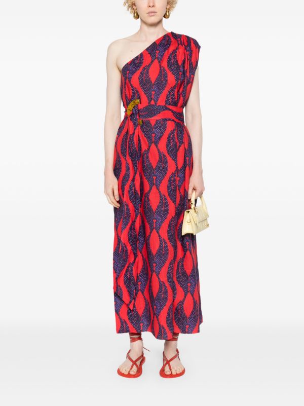 Maison La Plage Red Ravello One-Shoulder Dress | Browns Day Dresses