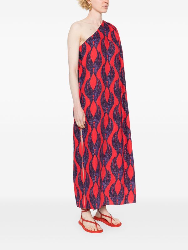 Maison La Plage Red Ravello One-Shoulder Dress | Browns Day Dresses