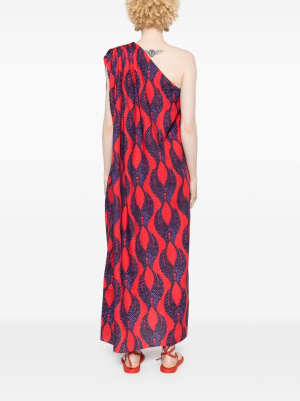 Maison La Plage Red Ravello One-Shoulder Dress | Browns Day Dresses
