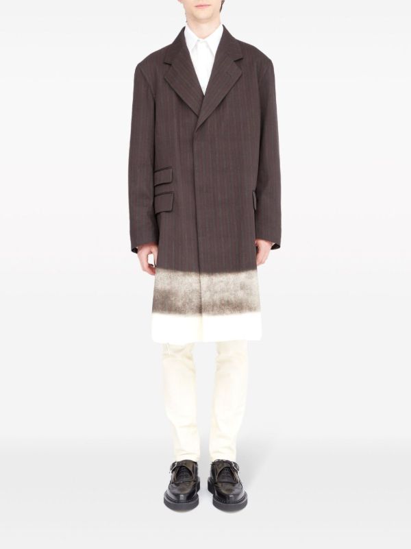 Maison Margiela Brown Trompe L'oeil Pinstripe Coat | Browns Single Breasted Coats